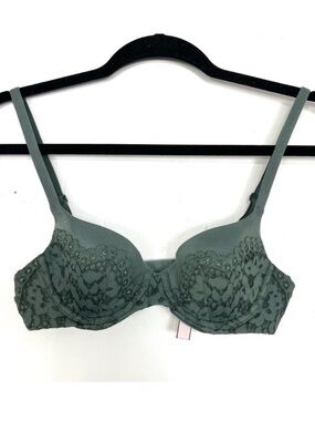 Victoria’s Secret Lined Demi Bra Body By Victoria 34A Olive Green Lace